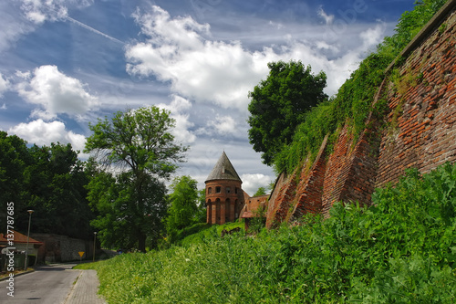 Old wall of Benedictine abbey in Jaroslaw. Poland photo