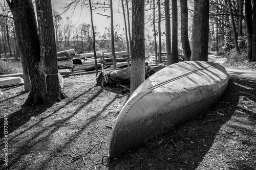 Dirty Canoe near Lake photo