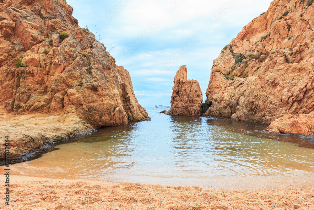 Seaview with rocks in bay, Tossa de mar, Spain