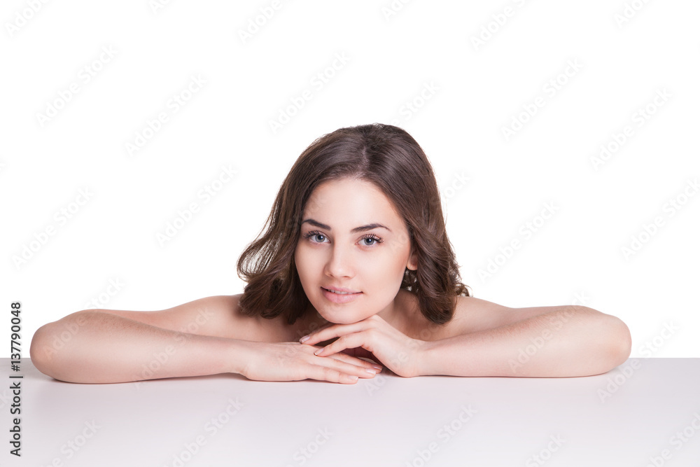 Beautiful woman wearing white towel Beautiful woman wearing white towel