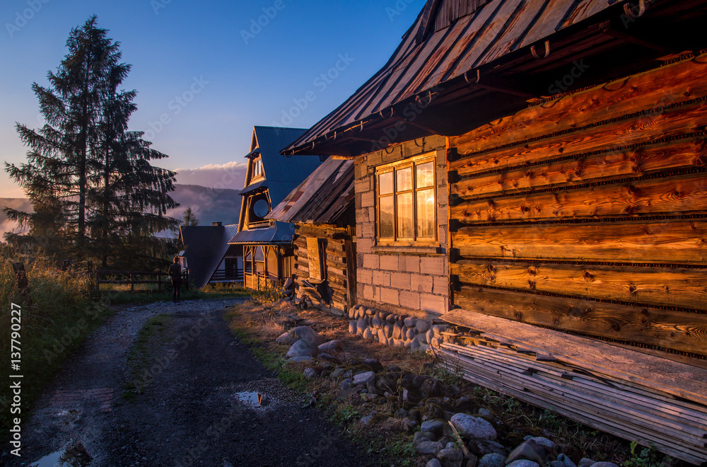 Old traditional wooden cabin in Poland