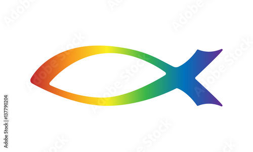 Fisch-Symbol / Christliches Motiv in Regenbogenfarben