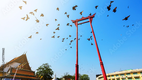 Giant Swing with birds, Bangkok