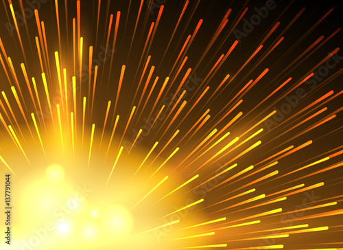 Yellow star lighted exploding vector background. Lighting starlight explode wallpaper
