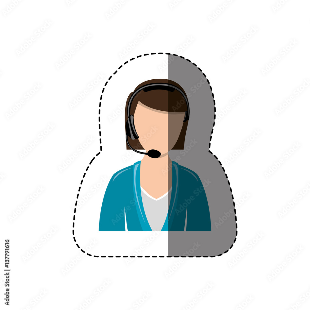color sticker with half body of female customer service without face vector illustration color sticker with half body of female customer service without face vector illustration