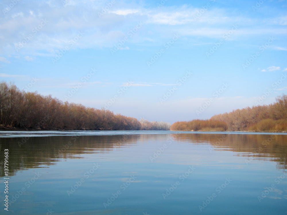 Beautiful winter landscape Danube river