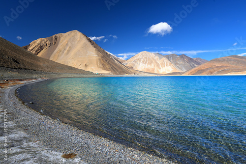 Pristine pangong lake in ladakh, India 