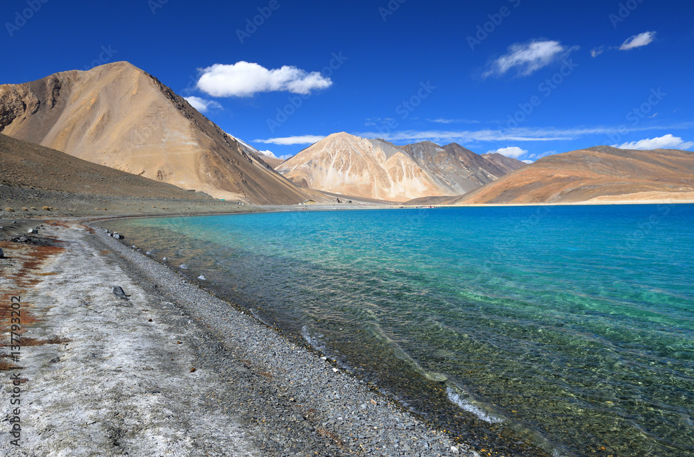 Beautiful Pangong Lake in Ladakh, India 
