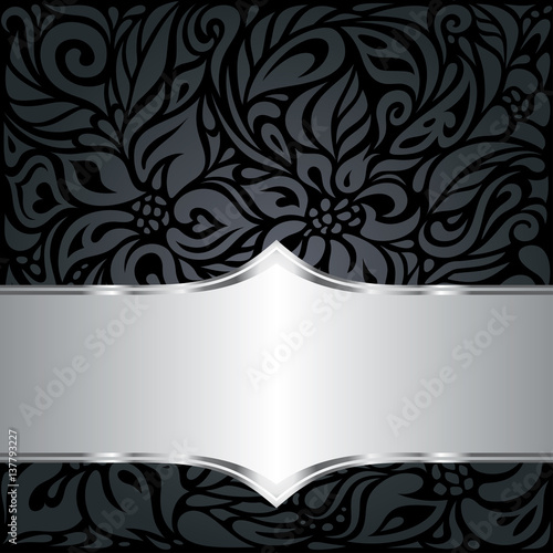 Decorative black & silver floral luxury wallpaper background design