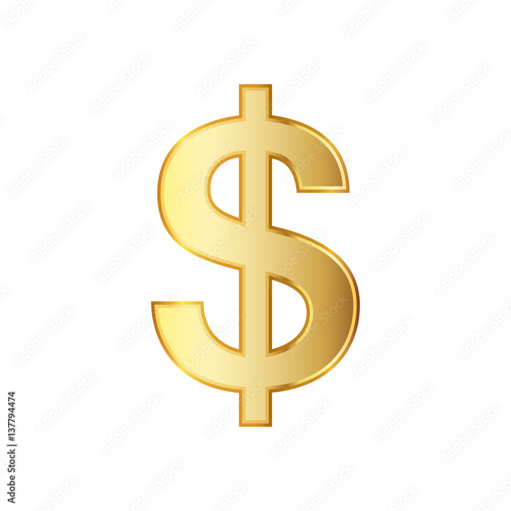 Golden symbol of the dollar. Vector illustration. Golden symbol of the dollar. Vector illustration.