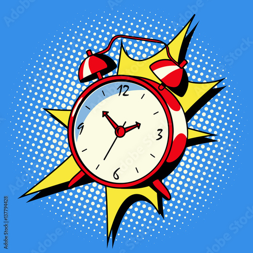 Alarm clock ring comic book style vector