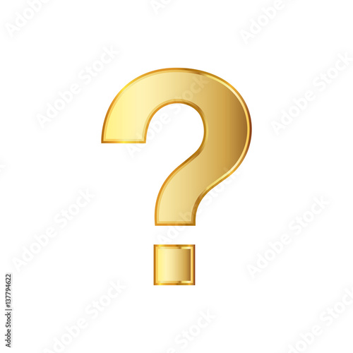 Golden question icon. Vector illustration.