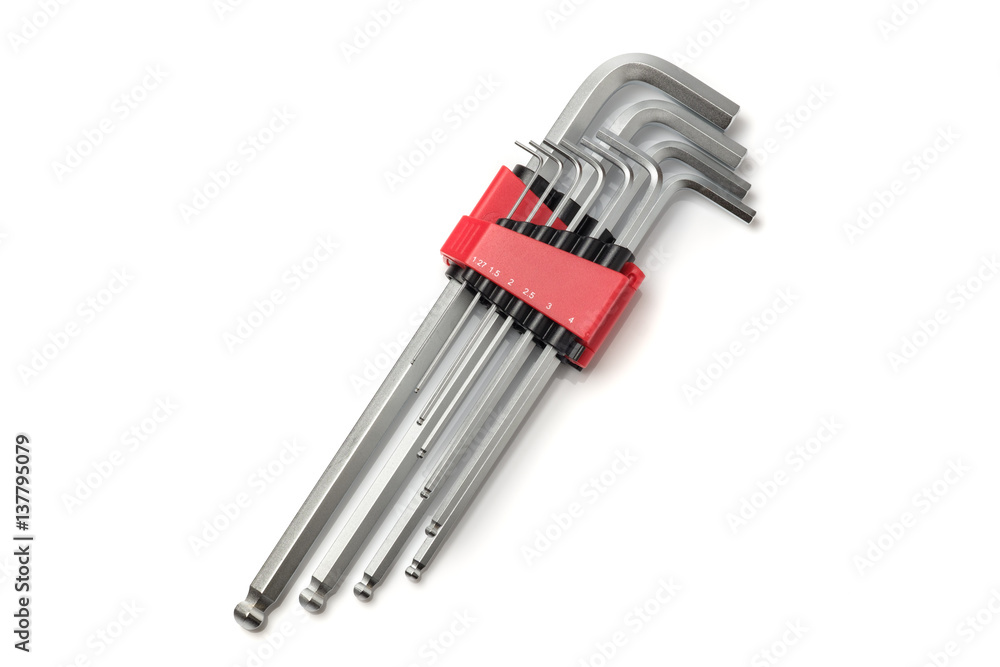 L-Shaped Hex Wrench set isolated on white background L-Shaped Hex Wrench set isolated on white background