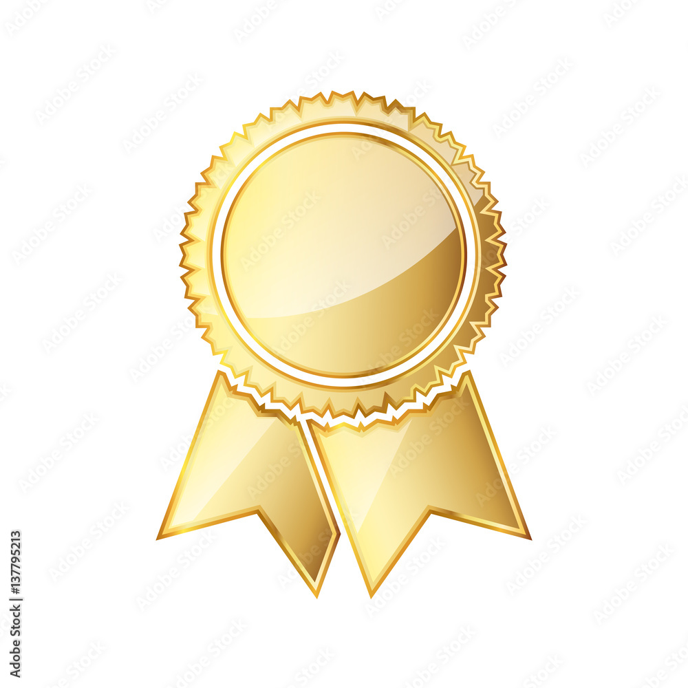 Golden medal icon with ribbon. Vector illustration. Golden medal icon with ribbon. Vector illustration.