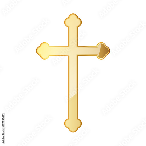 Golden Christian cross. Vector illustration.