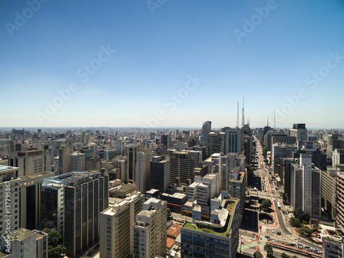 Aerial View of Paulista Avenue  Sao Paulo  Brazil