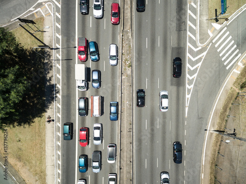 Top View of Radial Leste Avenue, in Sao Paulo, Brazil photo