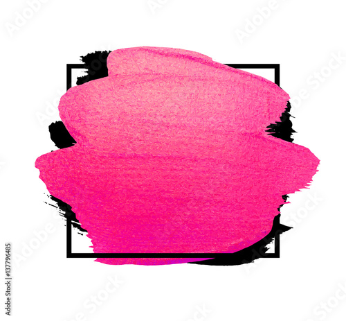 Vector creative pink banner. Brush stroke for you amazing design project. Watercolor texture paint stain.