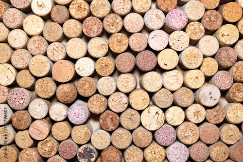 Closeup pattern background of many different wine corks  wine corks background  different wine corks texture