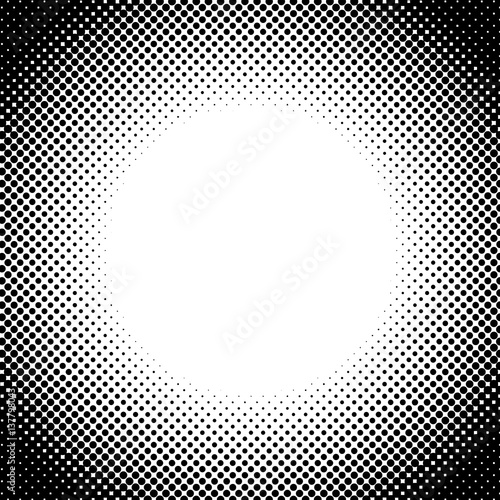 PrintVector halftone geometric background. Grunge abstract half tone dotted texture. Monochrome graphic for print, dtp or presentation. Vintage style design
