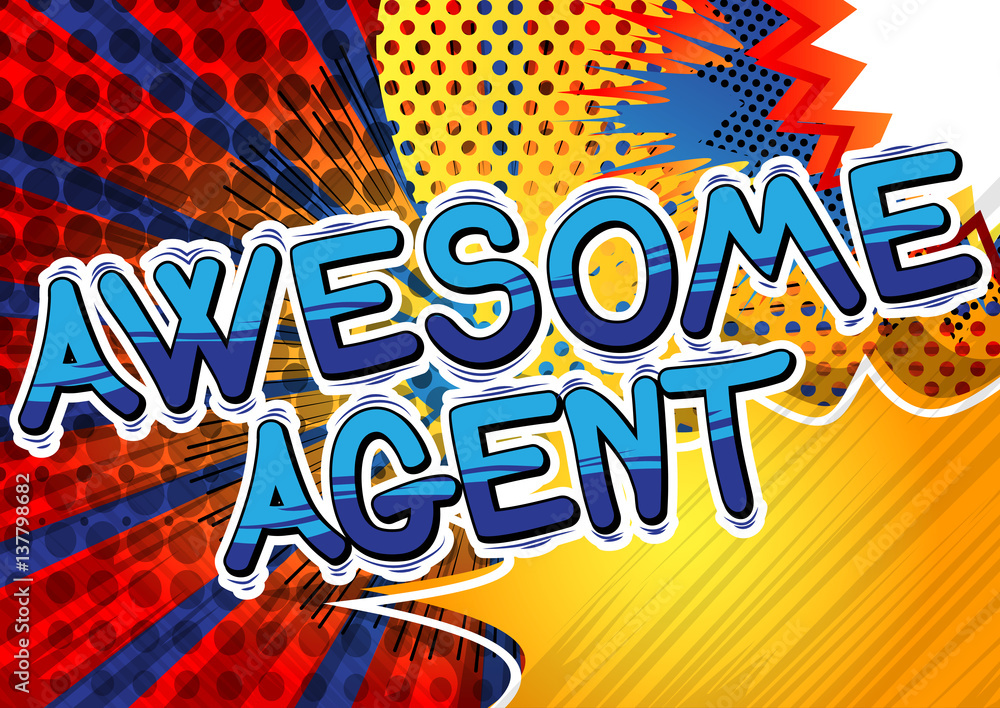 Awesome Agent - Comic book style word on abstract background. Awesome Agent - Comic book style word on abstract background.