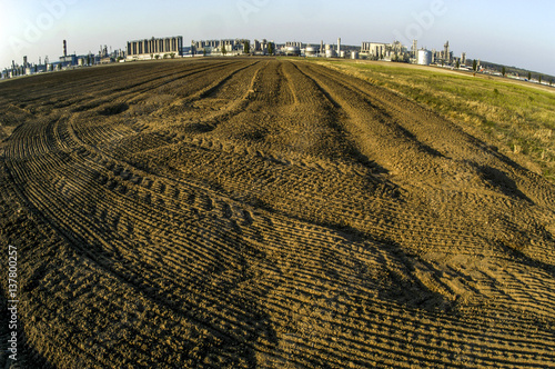 OMV, petrochemical plant Schwechat, field, Austria, Lower Austri photo