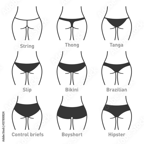 Woman underwear panties types. Vector