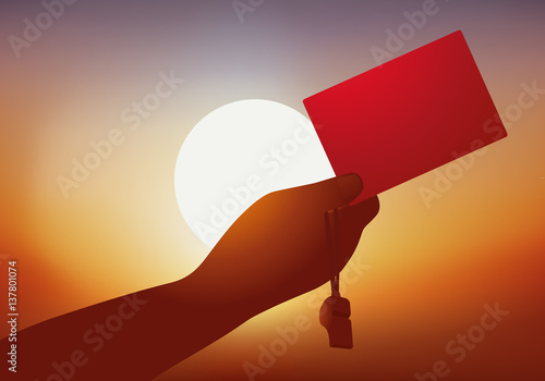 Carton Rouge - Football - Arbitre - Coucher de soleil