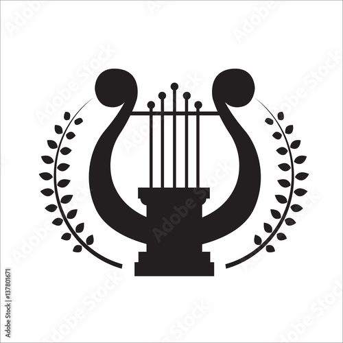 Music school logo. Lyre or cither icon.