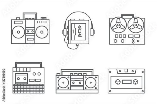 retro tape recorder linear icon