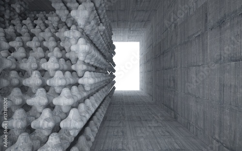 Empty dark abstract concrete room interior. 3D illustration. 3D rendering