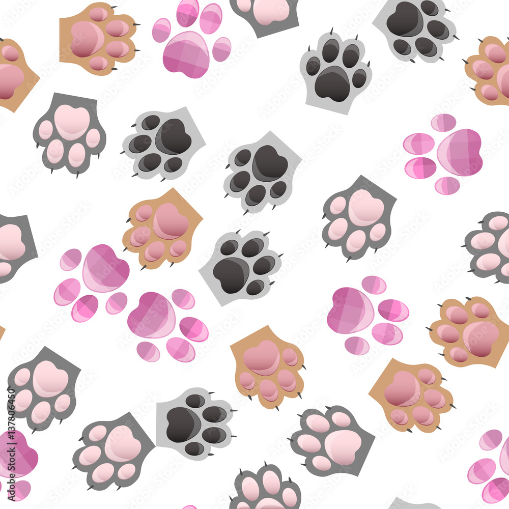 Fototapeta premium cat and dog paw print with claws
