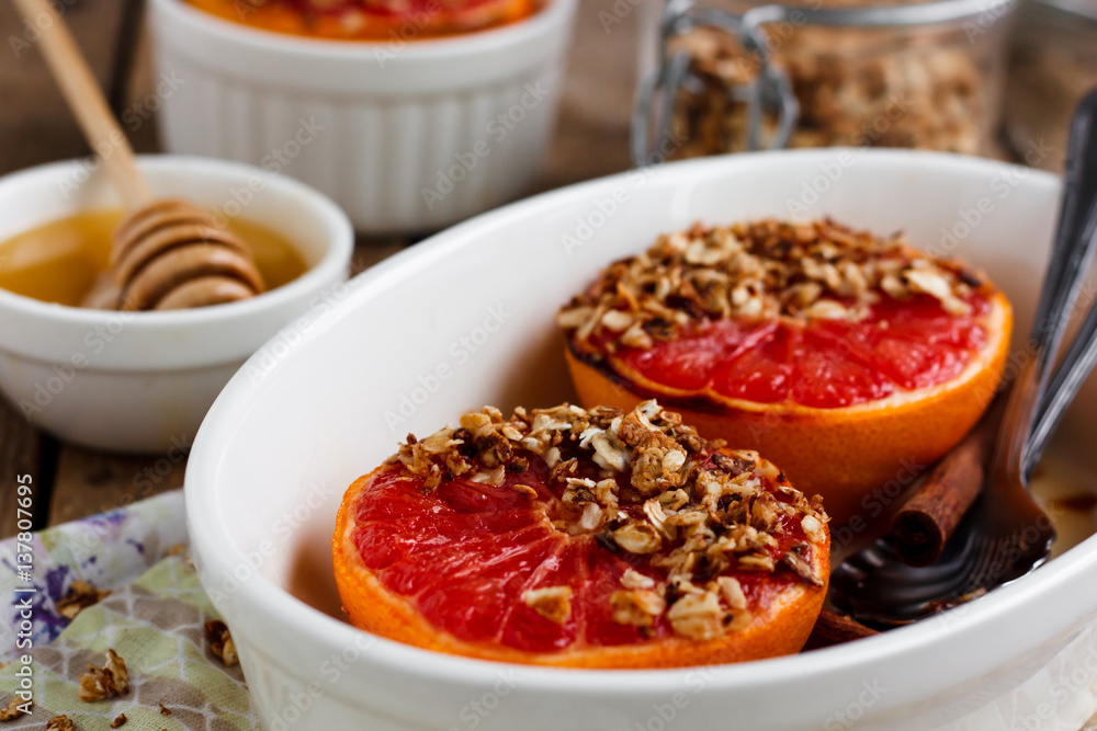 baked grapefruit with granola baked grapefruit with granola