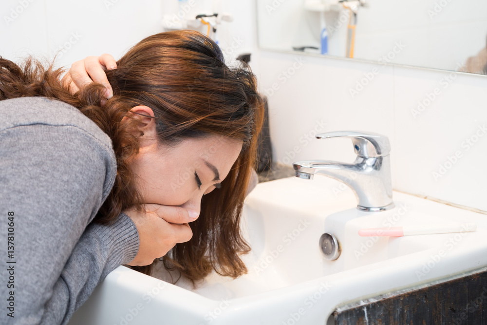 Asian women puking in the bathroom Stock Photo Adobe Stock