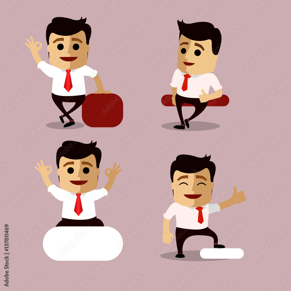 Vector set of manager or business man character. Vector set of manager or business man character.
