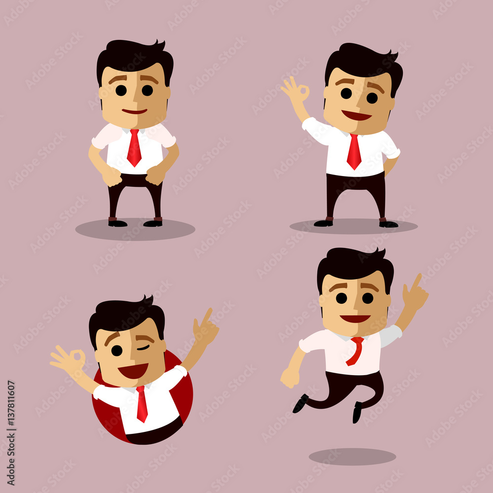 Vector set of manager or business man character. Vector set of manager or business man character.