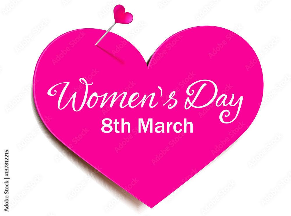 Heart-shaped paper with pushpin - Women's Day 