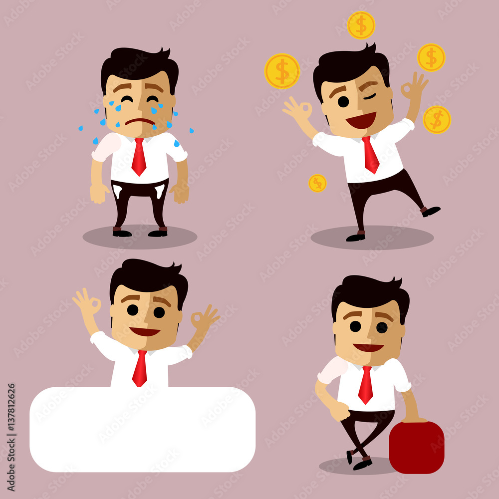 Vector set of manager or business man character. Vector set of manager or business man character.