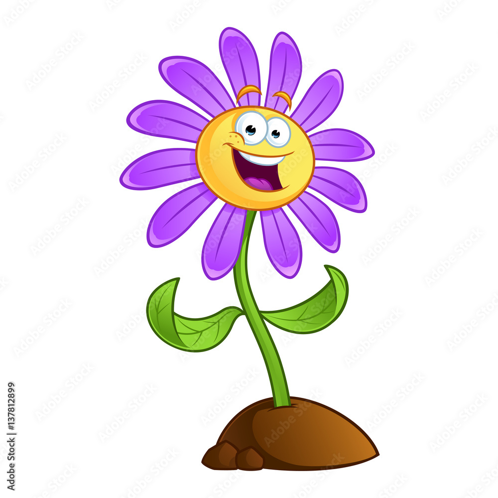 Sympathetic cartoon flower on white background Stock Vector | Adobe Stock