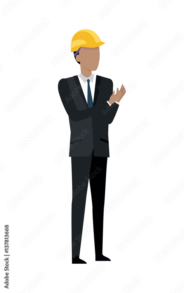 Man in Black Suit and Yellow Helmet Clapping Hands Man in Black Suit and Yellow Helmet Clapping Hands