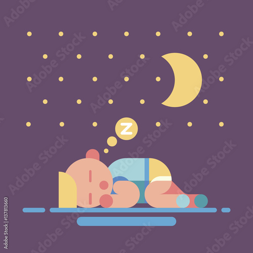 Cute sleeping baby geometry flat illustration