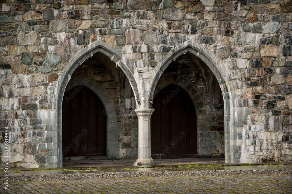 Nidarosdomen cathedral side entrance, Trondheim, Norway.