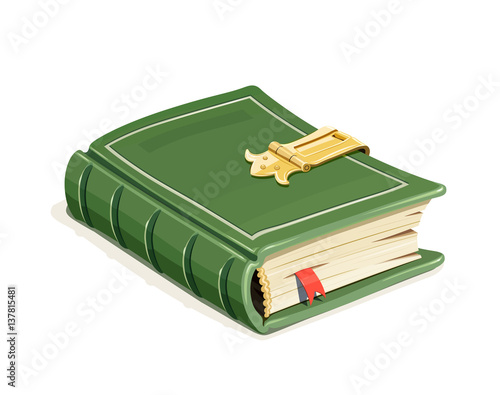 Green vintage book with lock