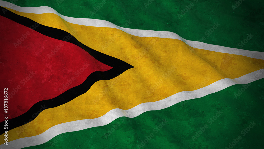 Obraz premium Grunge Flag of Guyana - Dirty Guyanese Flag 3D Illustration