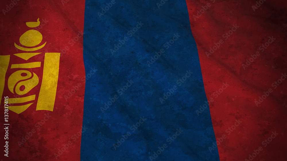 Grunge Flag of Mongolia - Dirty Mongolian Flag 3D Illustration
