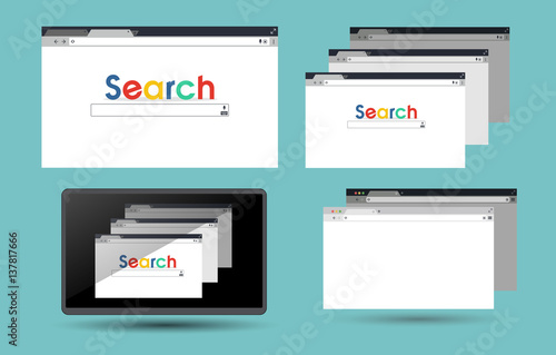 Set of simple browser window. Browser search. Flat. Vector illustration EPS 10