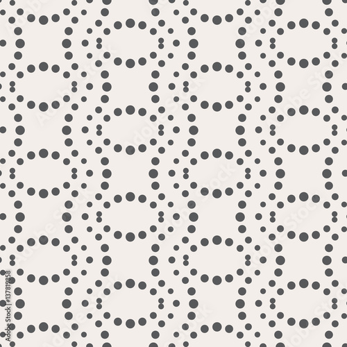monochrome geometric seamless pattern with dots and waves