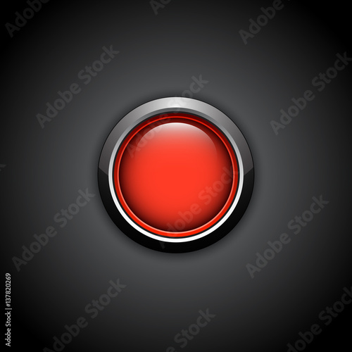 Vector red button on black background