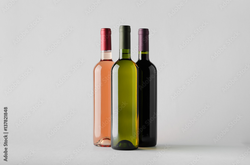 Wine Bottle Mock-Up - Three Bottles Wine Bottle Mock-Up - Three Bottles