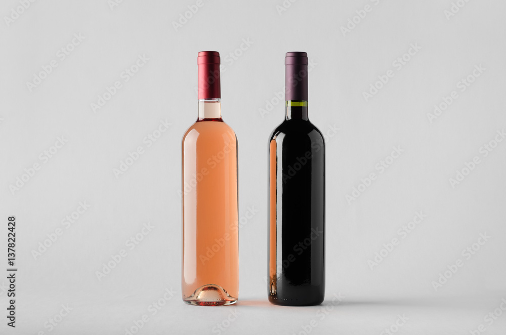 Wine Bottle Mock-Up - Two Bottles Wine Bottle Mock-Up - Two Bottles